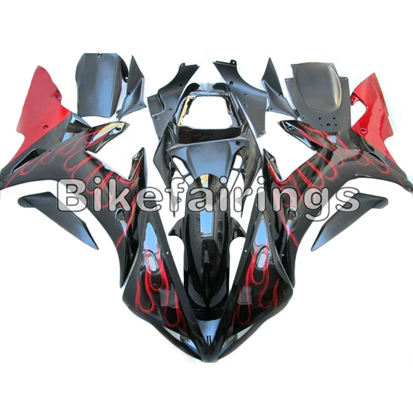 Черный и красный цвета пламени обтекатель для Yamaha 2002 2003 YZF1000 R1 02 03 R1 ABS Пластик впрыска капоты велосипед кузов комплект