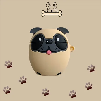 

Cute Cartoon Pug Dog Wireless Bluetooth Soft Silicone Earphone Case keychain For Apple AirPods 1 2 Headphones Cover Accessories