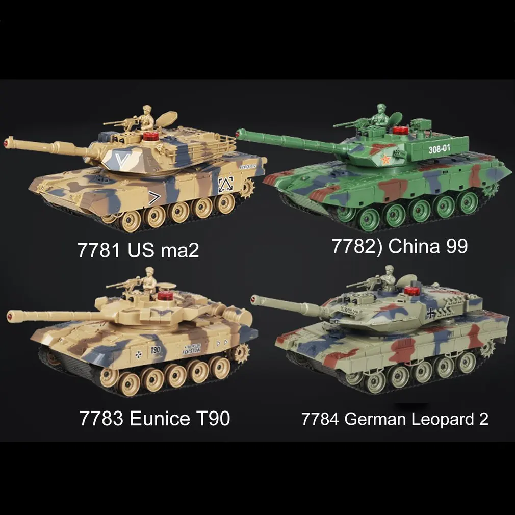 

Kids 778-1/2/3/4 Simulation 1:24 RC Battle Tank Toys Crawler Light Remote Control Heavy Machine Tanks Toys For Children Gift