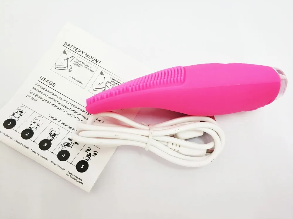 Electric Facial Cleansing Brush Silicone Sonic Vibration Mini Cleanser Deep Pore Cleansing Skin Massage Face Brush Phonophoresis