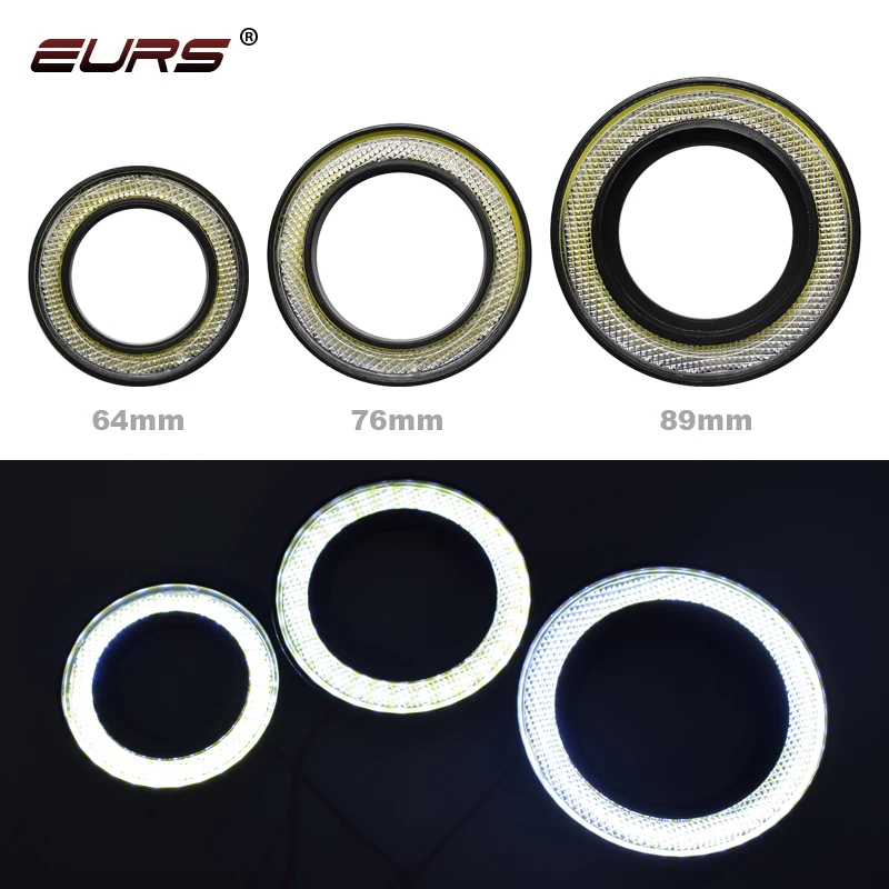 89MM 3.5인치 자동차 엔젤 아이즈 안개등 LED 헤일로 링 헤드라이트 DRL 화이트 레드 블루 64MM 76MM 자동차 램프 액세서리 12V