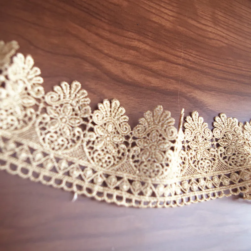 3 Yards Gold Lace Trim Scalloped For Bridal Veil by the yard | Дом и сад