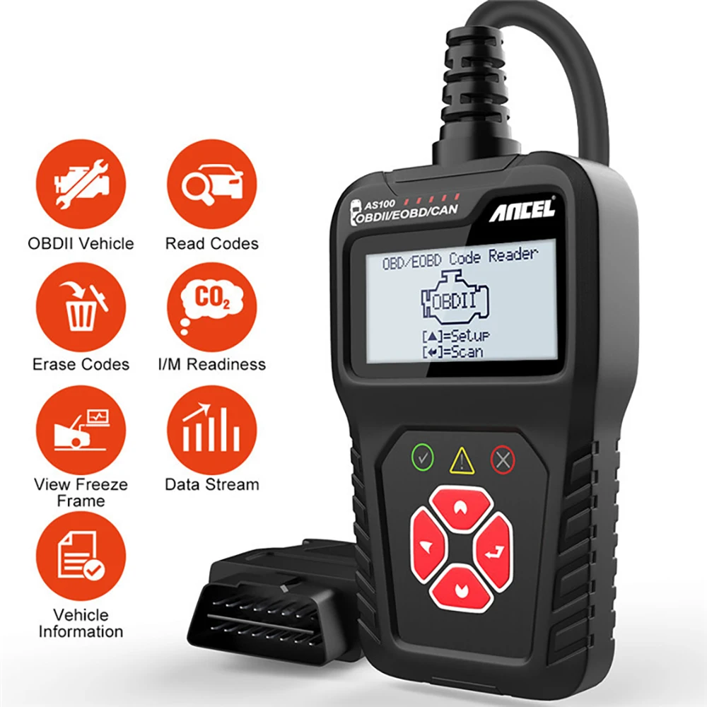 Диагностический сканер Ancel AS100 OBD2 PK ELM327 V1.5 профессиональный инструмент для