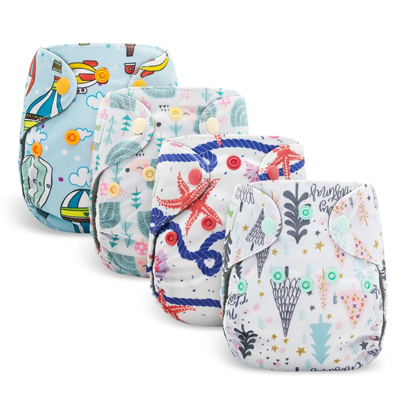 Aio-Cloth-Diaper Overnight Bamboo-Charcoal Adjustbale Double-Gussets Baby for Fit 3-6kg