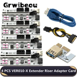 Riser – Riser de câble Express 3.0 pour carte vidéo X16, 4 pièces, VER010 X USB VER010 X PCI E Riser, carte d'extension PCI E Riser pour le minage 