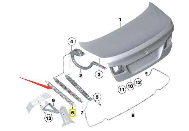 Натяжная пружина, крышка багажника для BMW F10 520d 528 i 5124 7204 366 51247204366