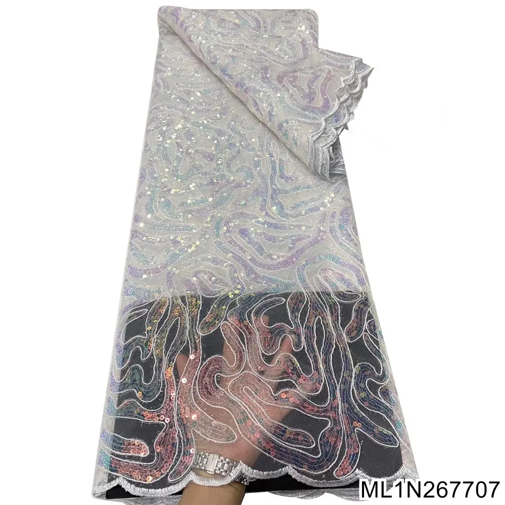 

High quality beads lace fabric guipure lace latest cotton swiss voile french lace tull net lace fabri 5 yards for dress ML1N2677