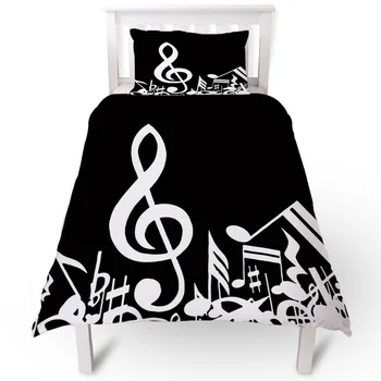 

Note Black White Duvet Cover Pillow Case Quilt Cover Set Bedclothes Single Bedding Sets For Bed