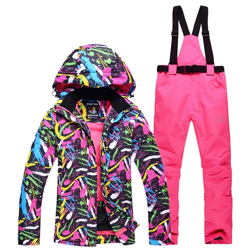 Hot Women Ski Suit Snowboarding Jackets Pants Set Female Winter Waterproof Windproof Keep Warm Sportswear Snowsuit