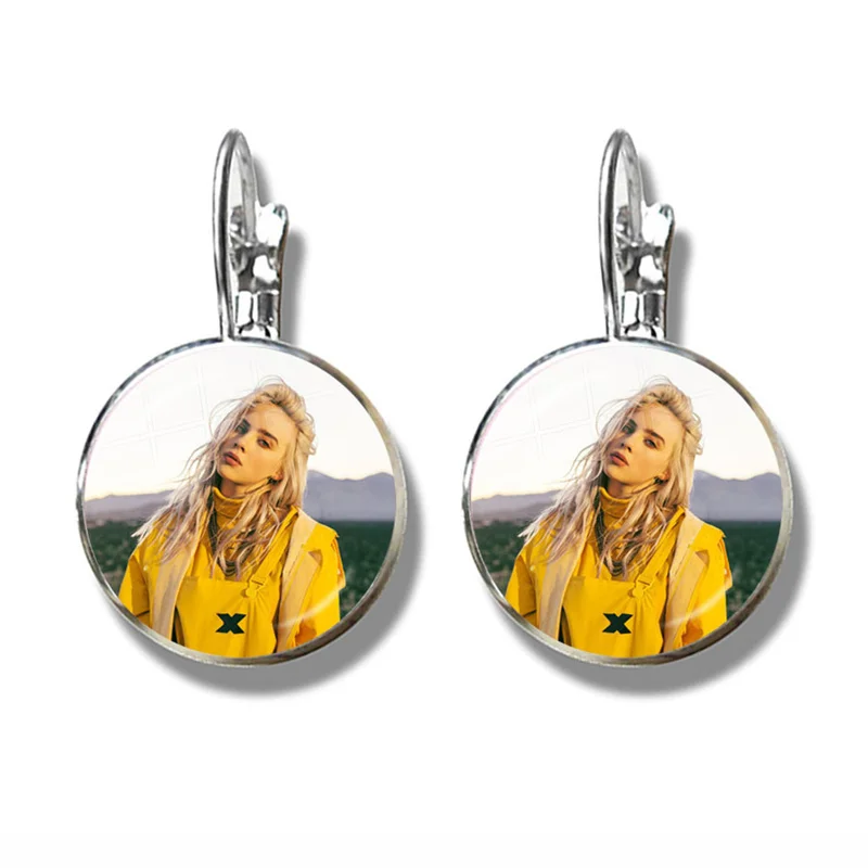 Хип-хоп серьги с музыкальной символикой Billie Eilish Art Picture 16 мм бижутерия со стеклянными кабошонами для женщин девочек музыкальные фанаты подарок - Окраска металла: 22