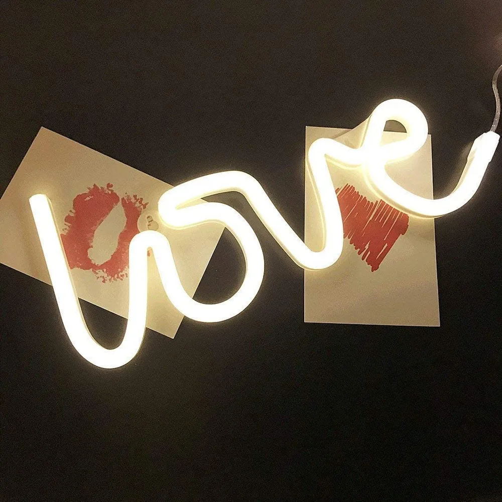 Светодиодные неоновые знаки Love для украшения стен ночники с питанием от USB или