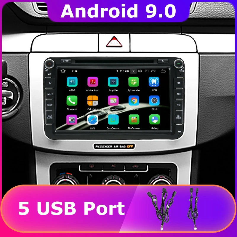 5 USB портов Восьмиядерный Android 9 0 автомобильный DVD GPS радио плеер для VW Passat B6 B7 Jetta Caddy