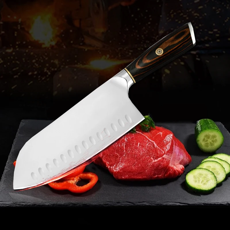 Кухонные ножи Santoku нож шеф-повара из нержавеющей стали размером 7 5 дюйма с