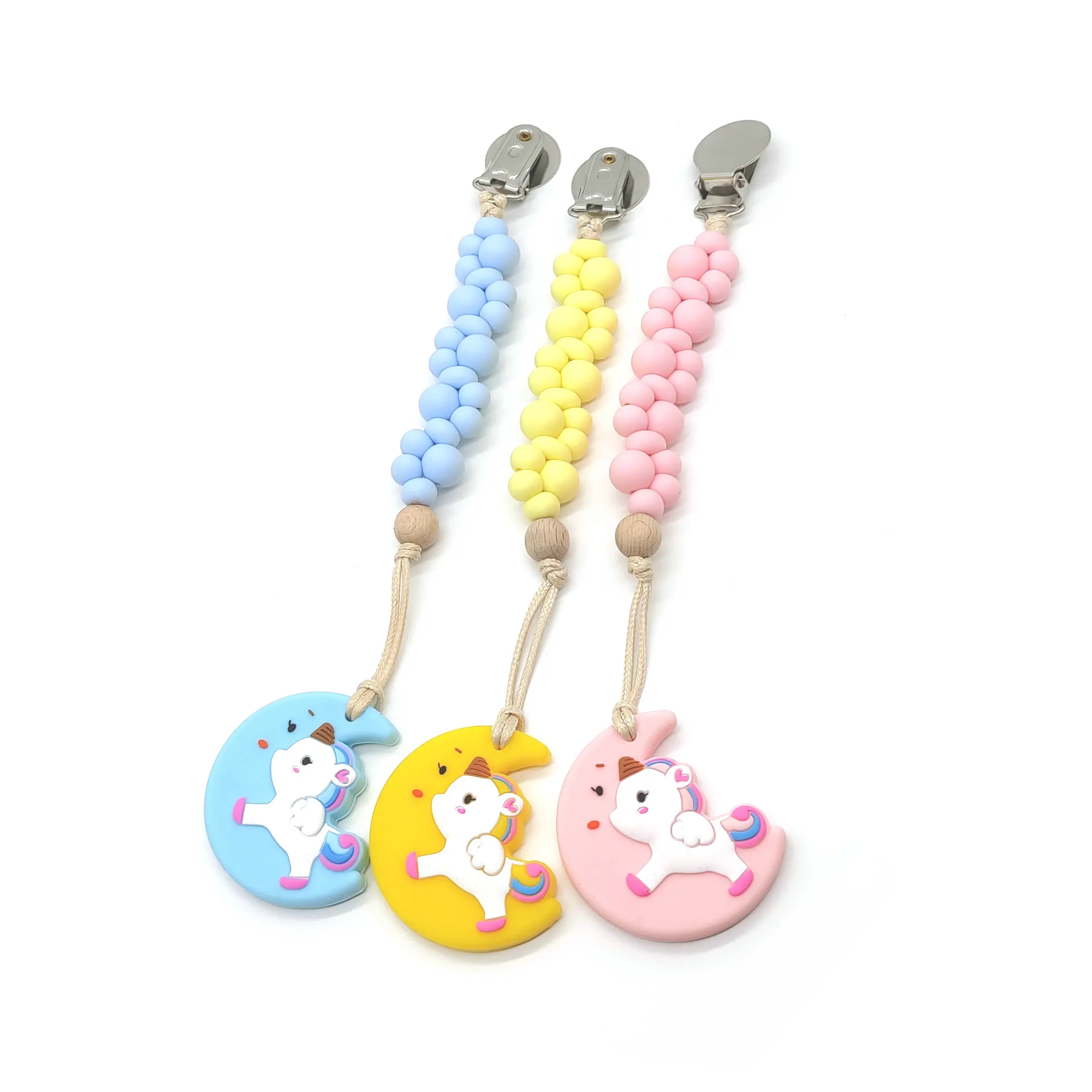 Ponny-mordedor de silicona sin BPA para bebés, cadena de Clip para chupete, juguetes de dentición de silicona de grado alimenticio para Navidad
