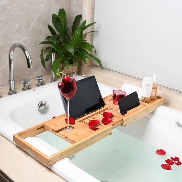 Bathtub Tray Bath Tub Tray - Expandable Bathtub Caddy with Reading