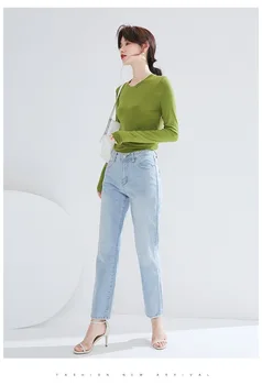 

2020 WOMENExplosion-based basic wild shirt t-shirt female early autumn Korean version of the round neck hedging