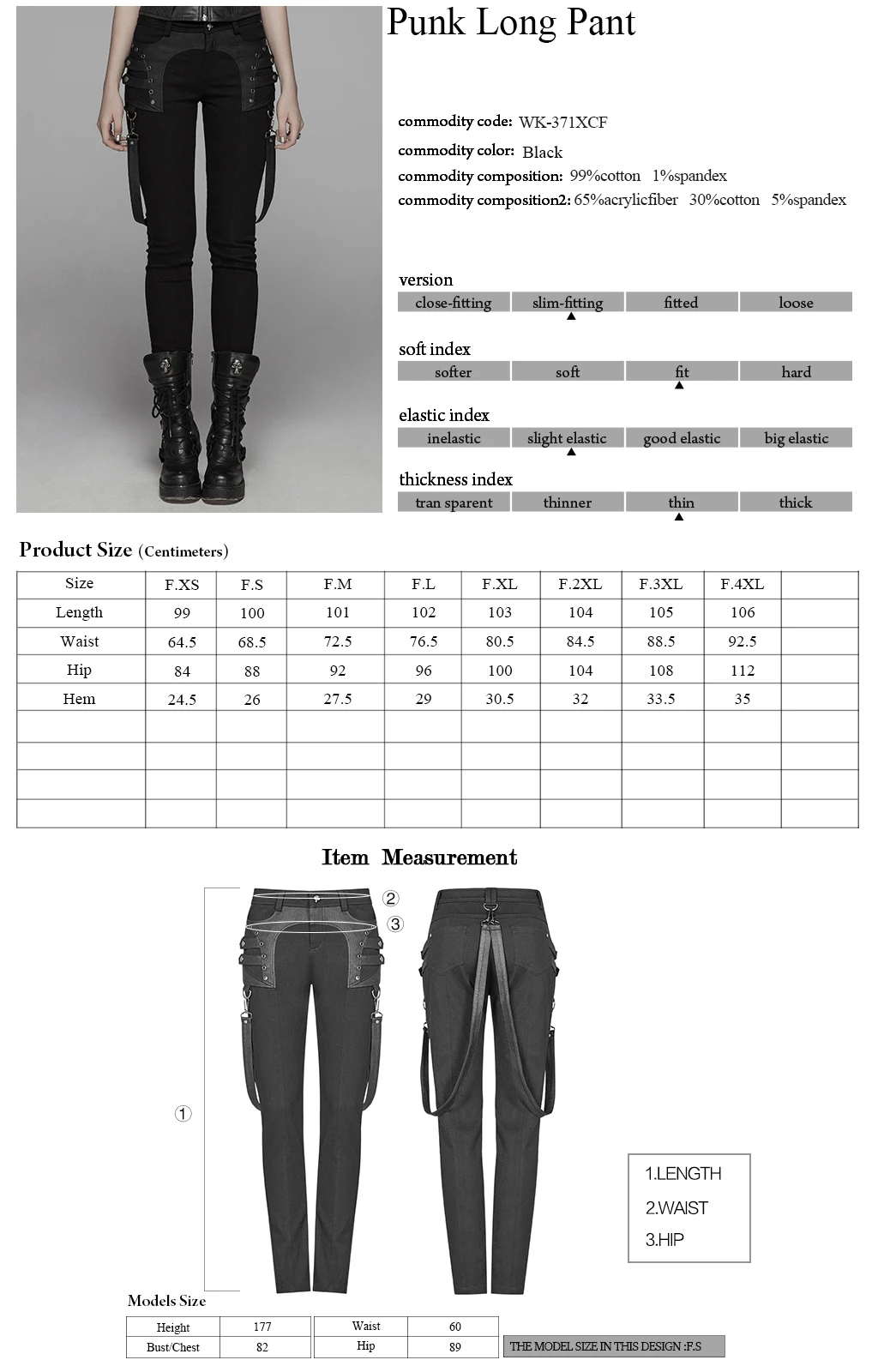 PUNK RAVE Women's Punk Rock Streetwear Skinny Jeans with Waist Straps Women Gothic Steampunk Skinny Pants