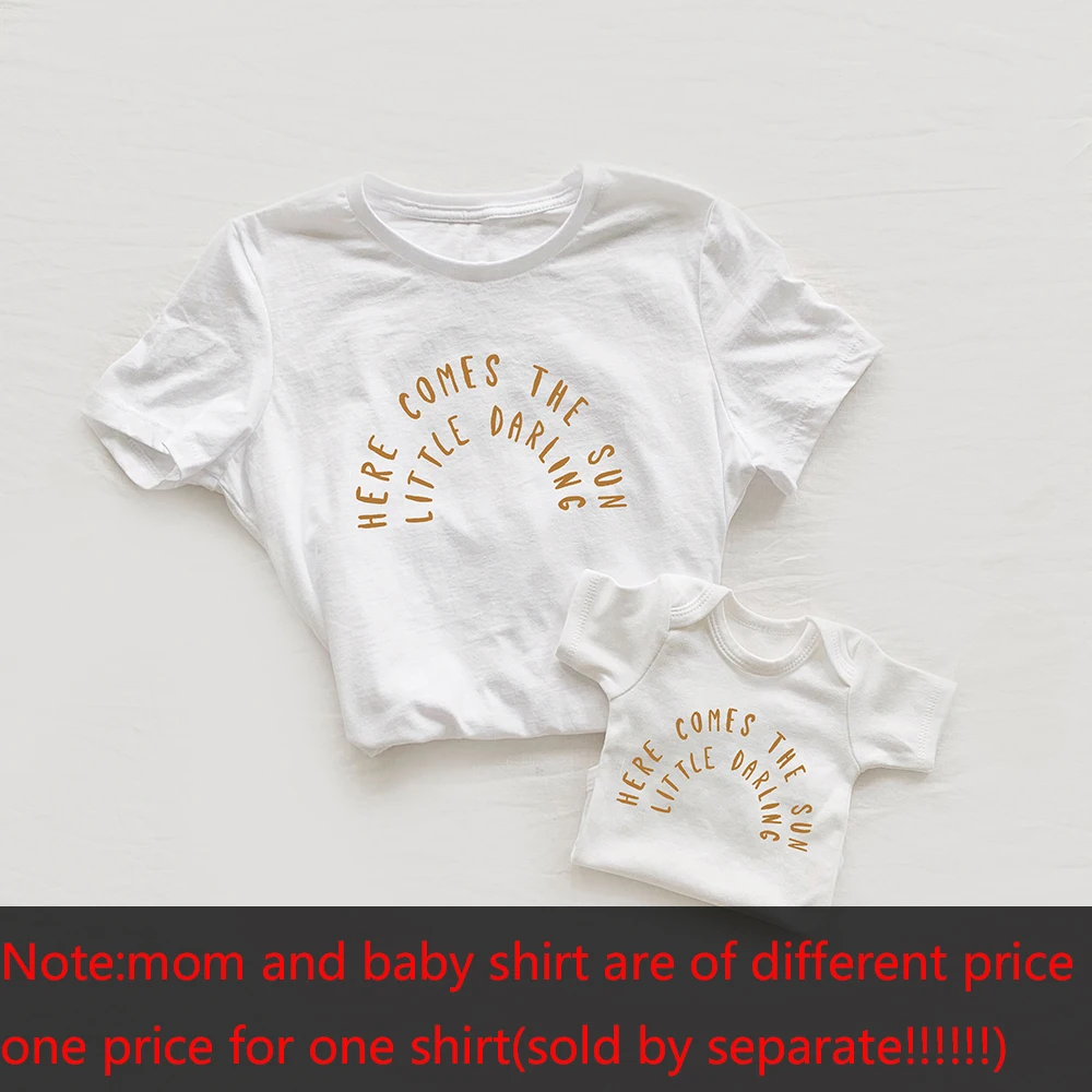 Here Comes The Sun Baby Bodysuit Rainbow Neutral Here Comes The Sun Shirt Rainbow Bodysuit Mommy and Me Family Clothes Wear