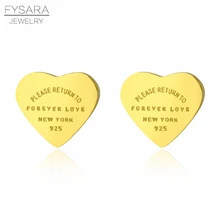 FYSARA 361L серьги из нержавеющей стали цвета розового золота «любовь навсегда» сердце для женщин Роскошные Изящные серьги-гвоздики Брендовые женские ювелирные изделия
