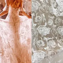 5 ярдов Цветочный вышитый кружевной ткани на платье невесты свадебное платье вечернее платье 51 ''ширина