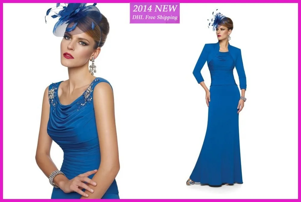 

2019 New Arrival Mother Of The Bride Dresses With Jacket 3/4 Sleeve Floor Length Groom Wedding Occasion Formal Dresses For Women