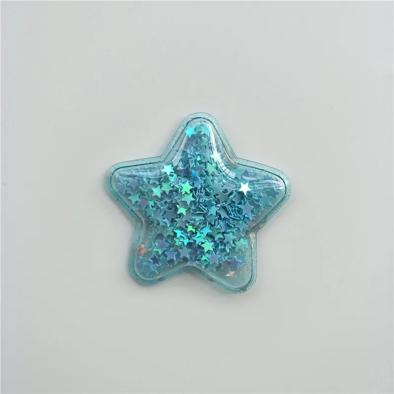 blue 12 шт./партия, 5 см, прозрачный пластиковый наполнитель, блестки, Аппликации, звезды, нашивки для DIY, украшения для торта, заколки для волос, BB, бант, Декор - Цвет: blue