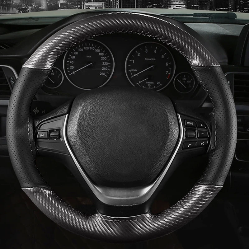 Ручная швейная карбоновая искусственная кожа steeirng крышка колеса для Fiesta MK5 MK6 для Nissan X-trail Qashqai для VW Golf 5 Jetta