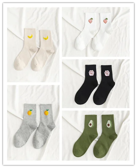 5 pairs 5 пар/упак. унисекс забавные фруктовые мужские носки Harajuku красочные средние Носки мужские 100 Хлопок Kawaii Размер 35-42 - Цвет: 5 pairs