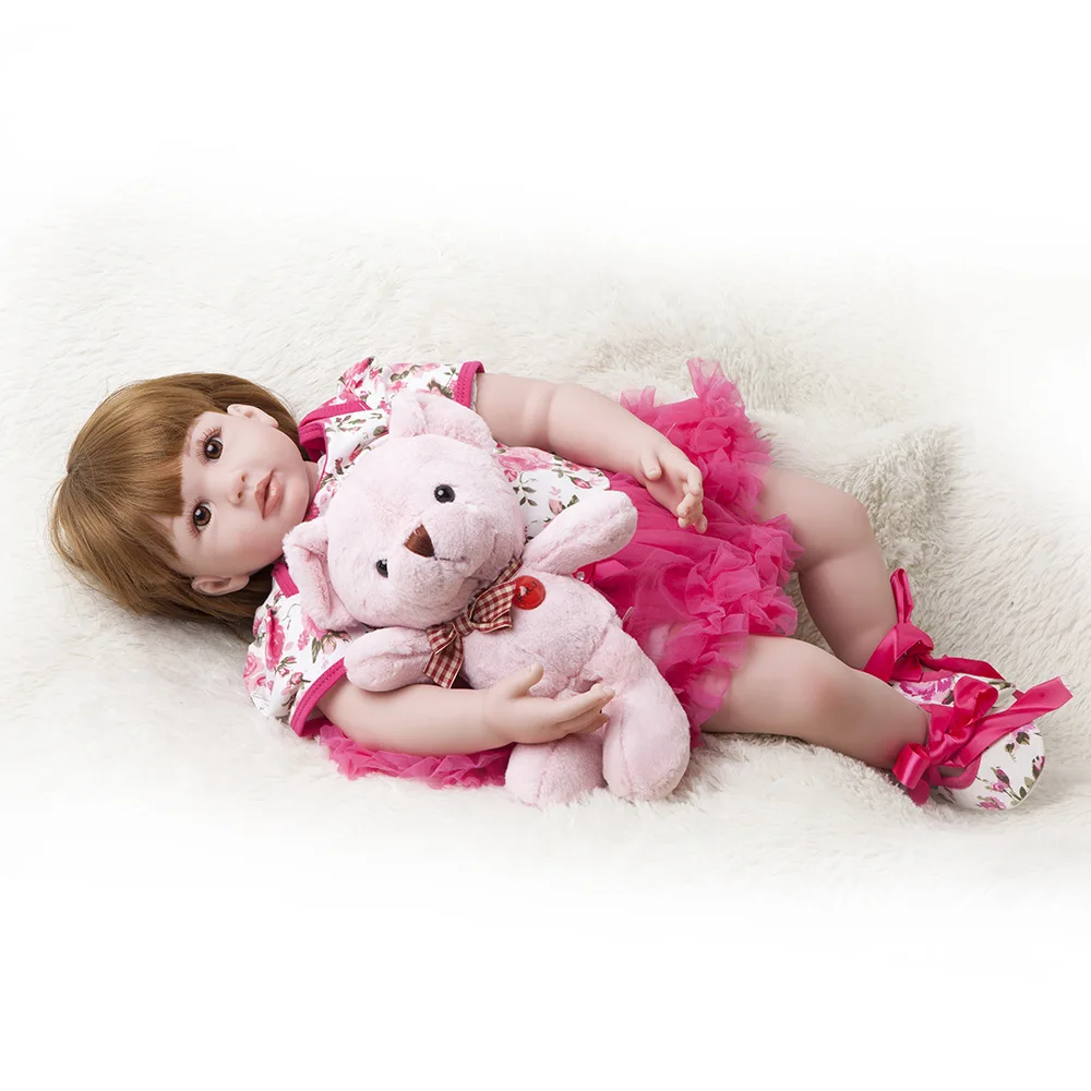 Pickwoo 24''57cm bebes кукла-Реборн, кукла для маленькой девочки, мягкий силиконовый хлопок, Boneca reborn Brinquedo, подарки на день детей, игрушки, plamate