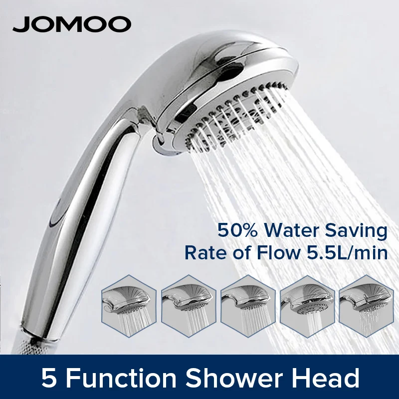 JOMOO-Cabezal de ducha de alta presión, 5 ajustes de pulverización, 3,5 pulgadas, boquillas de fácil limpieza Douchekop, cabezal de ducha de Spa de masaje, ahorro de agua