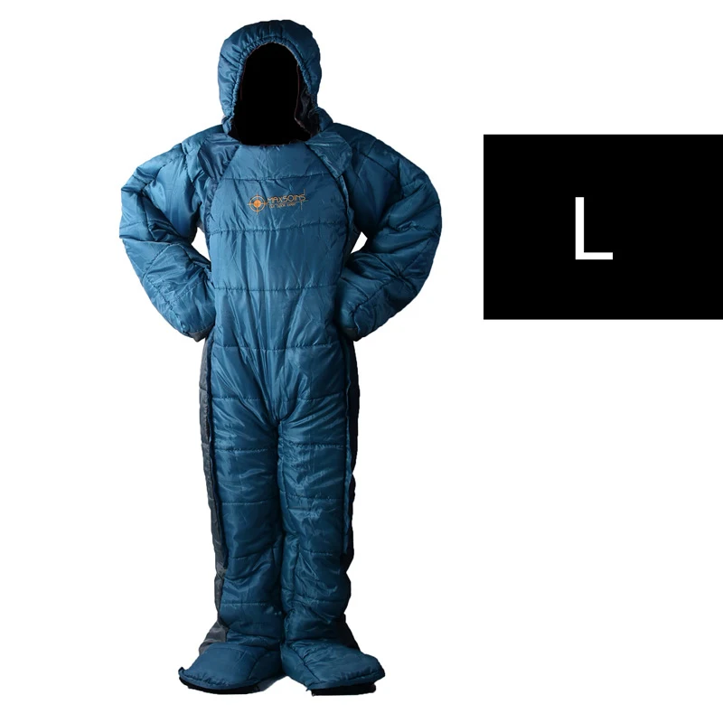 Blue and Grey L Спальный мешок для кемпинга Удобная Регулируемая Молния ленивая зимняя сумка альпинистские походные аксессуары уличная спальная сумка - Цвет: Blue and Grey L