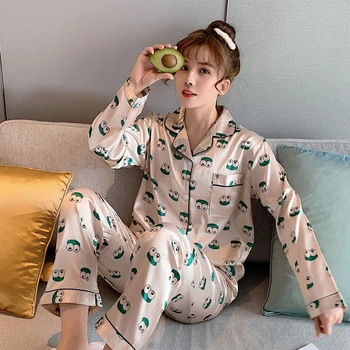 

Spring And Summer Fashion Pajama Sets For Women 2 Pcs Long Sleeve Trousers Cardigan Pyjamas Casual Pijama Night Sleepwear