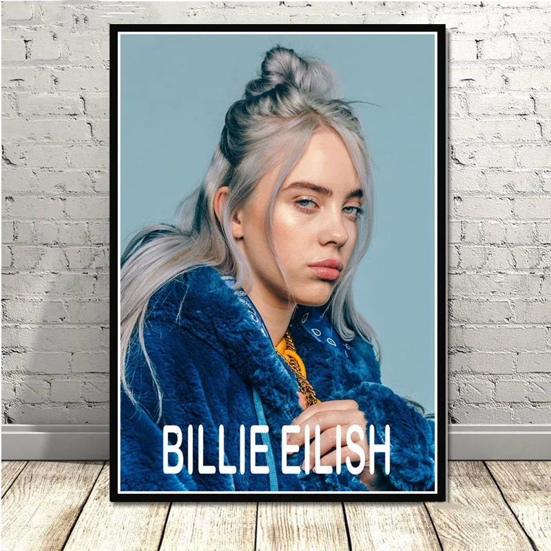 Горячая Billie Eilish музыка поп-звезда плакаты и принты фотографии на стене полотно с рисунком для декорирования домашнего декора куадро - Color: 7
