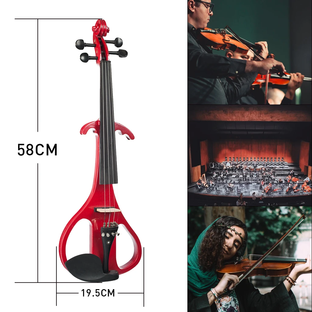 

1 Pack Solid Wood Electric Silent Violin 4/4 Full Size for Violinist Students, with Ebony Accessories