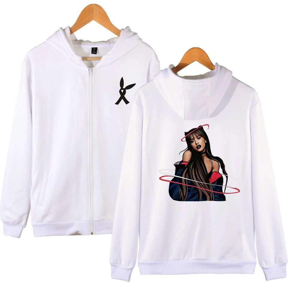 H Новые женские толстовки с капюшоном на молнии Ariana Grande, большие размеры, одежда в стиле хип-хоп, повседневная куртка-бомбер, Женское пальто Ariana Grande - Цвет: H