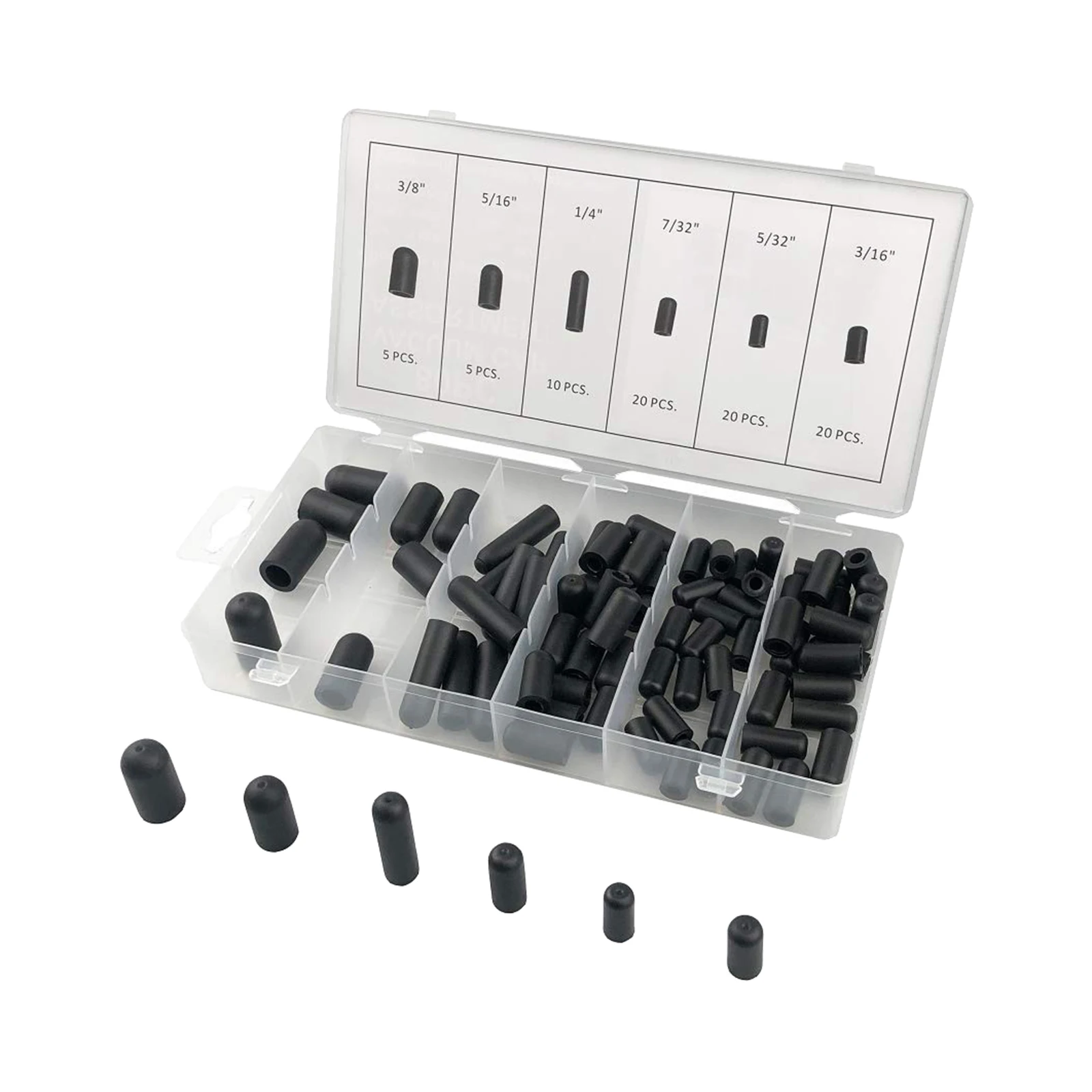 80Pcs/Set Rubber Vacuum Cap Assortment SET 5/32&quot to 3/8&quot Sizes Prevent Leaks |