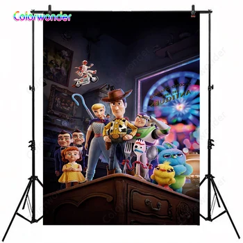 

New Photographic Backdrop Toy Story 4 Theme Birthday Party Background For Dessert Table Decoration Banner Photocall Photophone