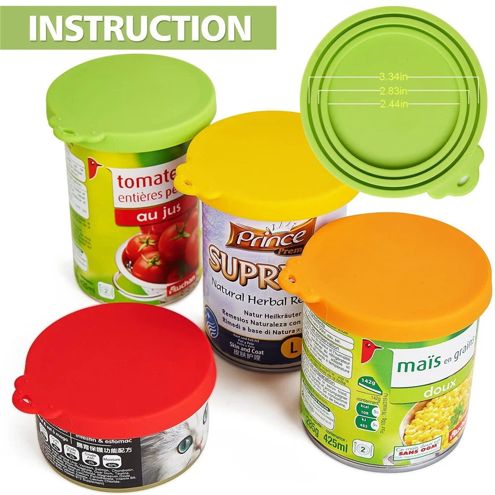 3 In 1 Reusable Food Storage Keep Fresh Tin Cover Cans Cap Pet Can Box Cover Silicone Can Lid Hot Kitchen Supply Mould Proof Hot 1