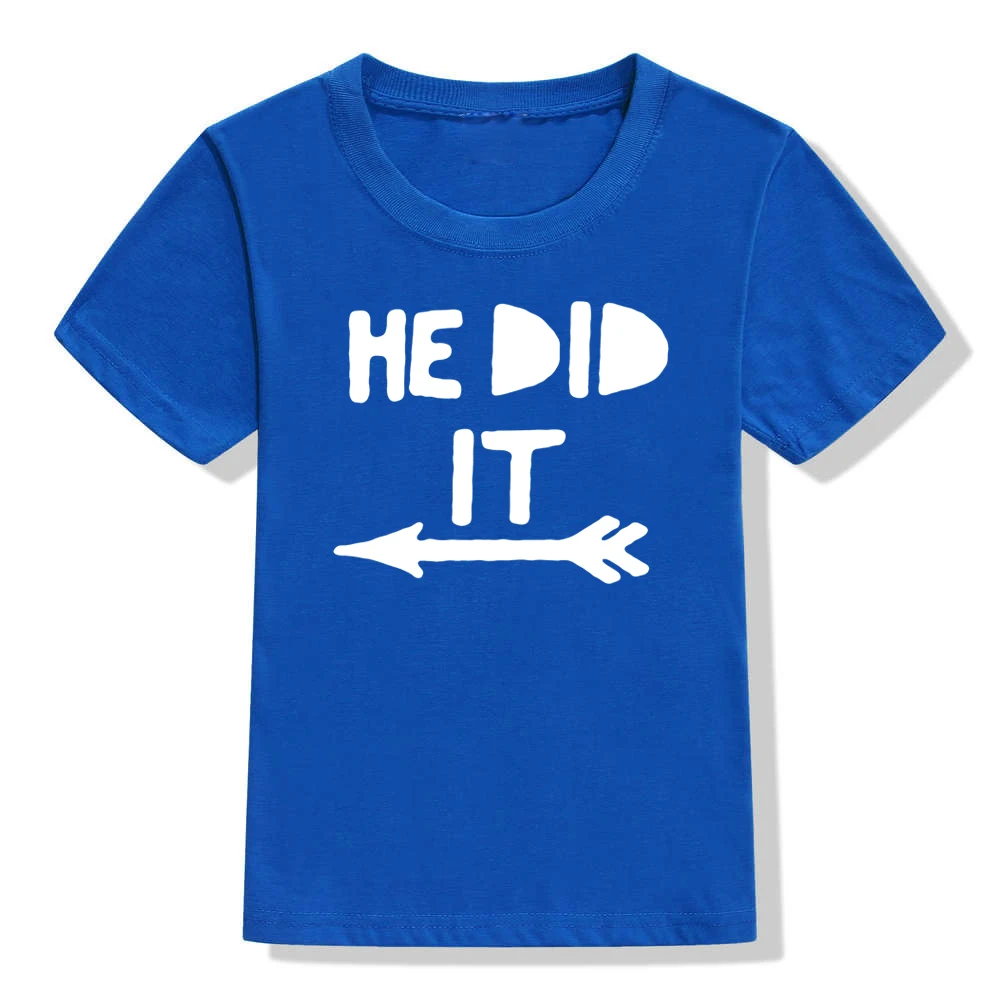 Забавная детская футболка с надписью «He Did It» одинаковая футболка для семьи с надписью «Siblings Brothers» для маленьких мальчиков модная футболка для мальчиков с надписью «Best Friends» верхняя одежда - Цвет: 52M4-KSTBU-