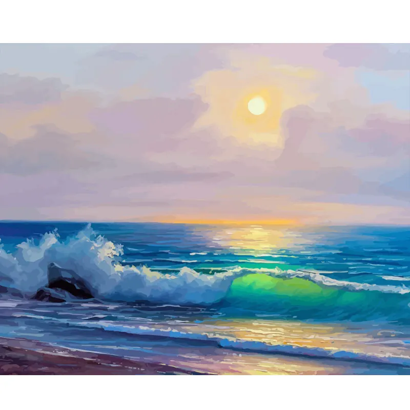 

GATYZTORY 60x75cm Painting By Numbers Seascape Drawing by numbers DIY Frameless Home Decor Digital Painting On Canvas