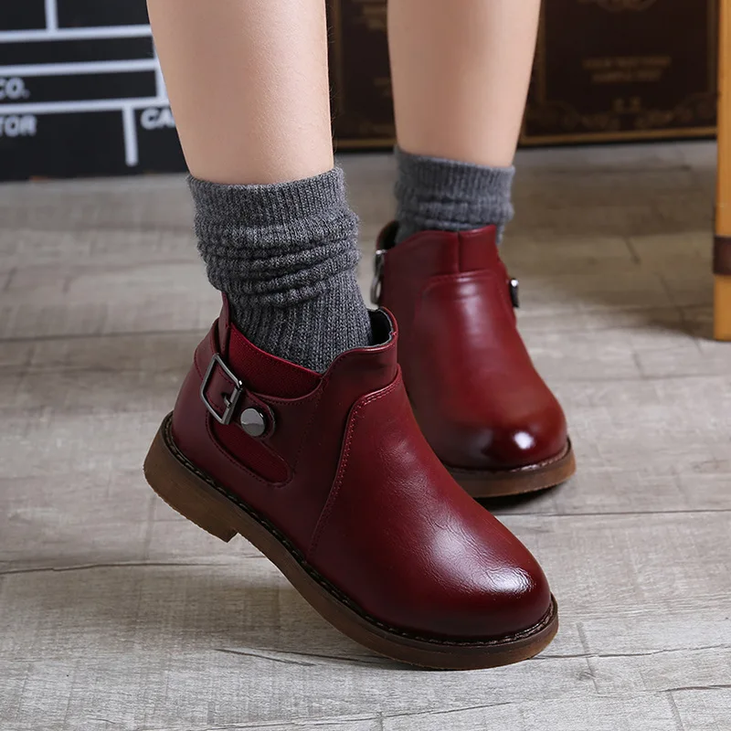 

Fashion Autumn Big Kids Boots Leather Winter Boots Girls Waterproof Children Shoes Little Girl Boots 3 4 5 6 7 8 9 10 11 12 Year