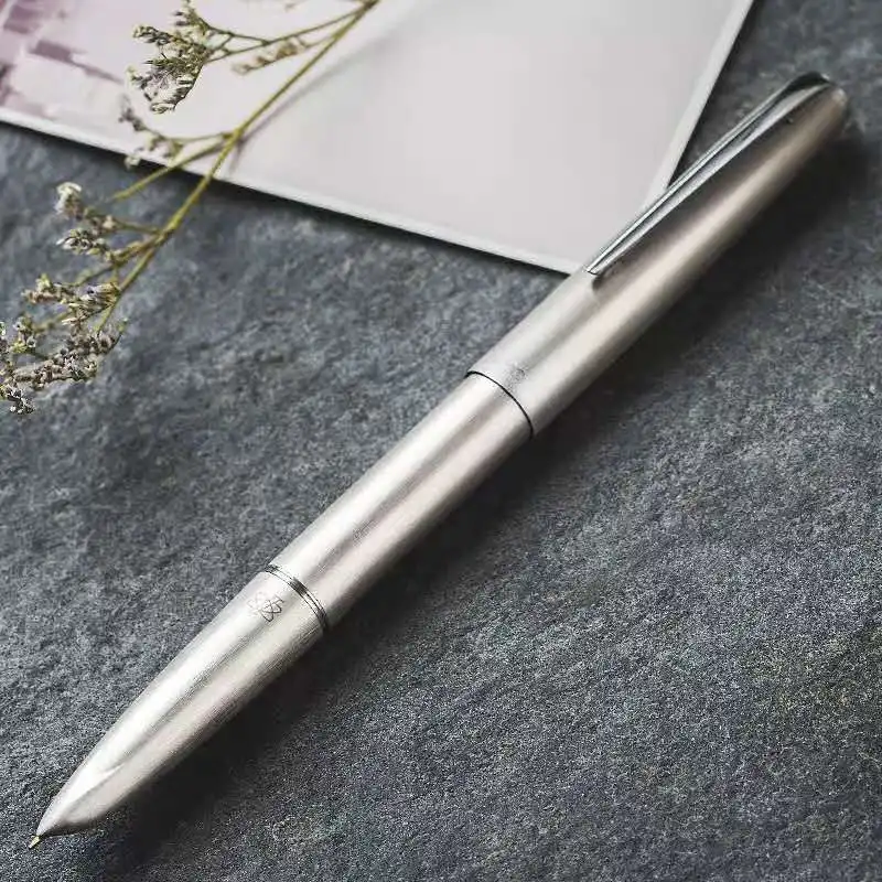 

Hero 100 Fountain Pen Metal Silver Ink Pen 14K Gold Fine Nib Converter Filler Box Package Office school supplie Writing Gift