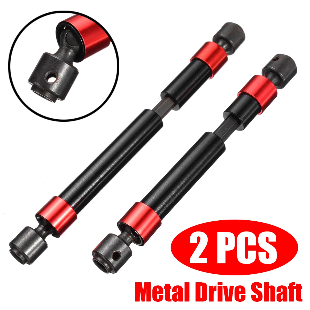 High Quality 2pcs Red Black Reinforced Universal Joint Metal Drive Shaft For RC Car Part Accessories 1 High Quality 2pcs Red Black Reinforced Universal Joint Metal Drive Shaft For RC Car Part Accessories 3