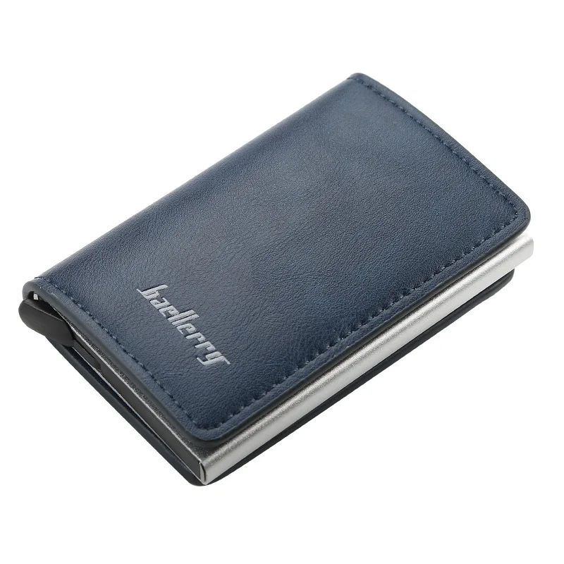 Мужской алюминиевый кошелек с задним карманом ID держатель для Карт RFID Блокировка мини тонкий металлический кошелек автоматический всплывающий кошелек для кредитных карт - Цвет: K9109 dark blue