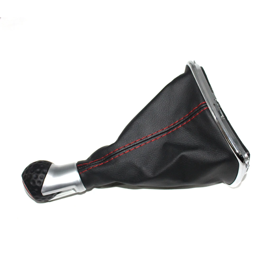 5/6 скорость ручка переключения рулевого механизма автомобиля с хромированной рамкой черная кожа красная нить красное кольцо Крышка для VW Golf 7 A7 MK7 VII GTI GTD 2013