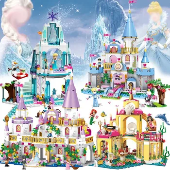 

Princess Castle Lepining Building Blocks Kit Cinderella Castle Mermaid Elsa Anna Building Figure Girl Bricks Toys Gifts