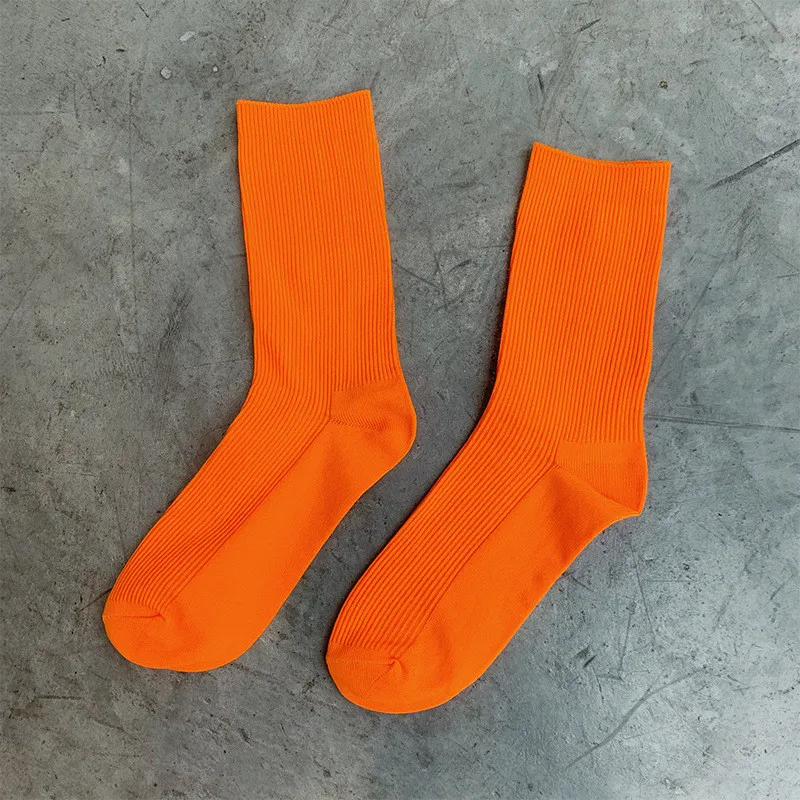 Summer Autumn Cool Girl Solid Women Socks Fluorescent Color Ladies Students Casual Colorful Blue Pink Yellow Mid Hip Hop Socks