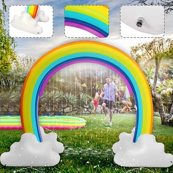 

238cm Ginormous Rainbow Cloud Yard Sprinkler Giant Inflatable Archway Lawn Beach Outdoor Toys For Child Adult Baby Games Center