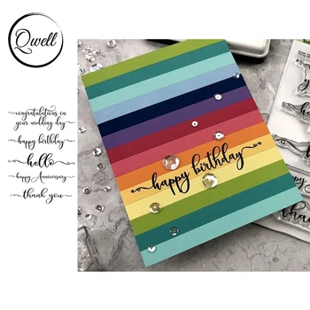 

QWELL Words Happy Anniversary Pattern Clear Silicone Stamps Stencil For DIY Scrapbooking Paper Cards Craft Making Template 2020
