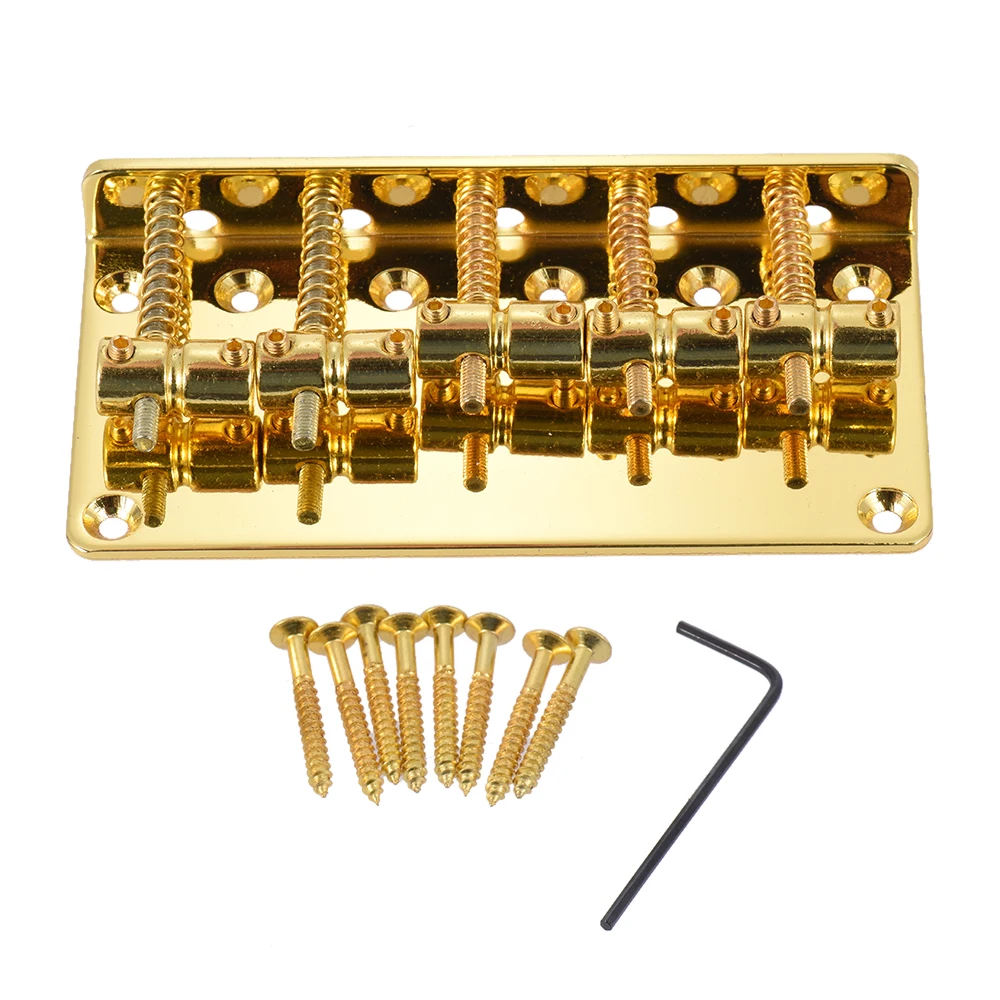 

5-saddle Bridge Set for 5 String Electric Bass Guitar Part Replacement Silver